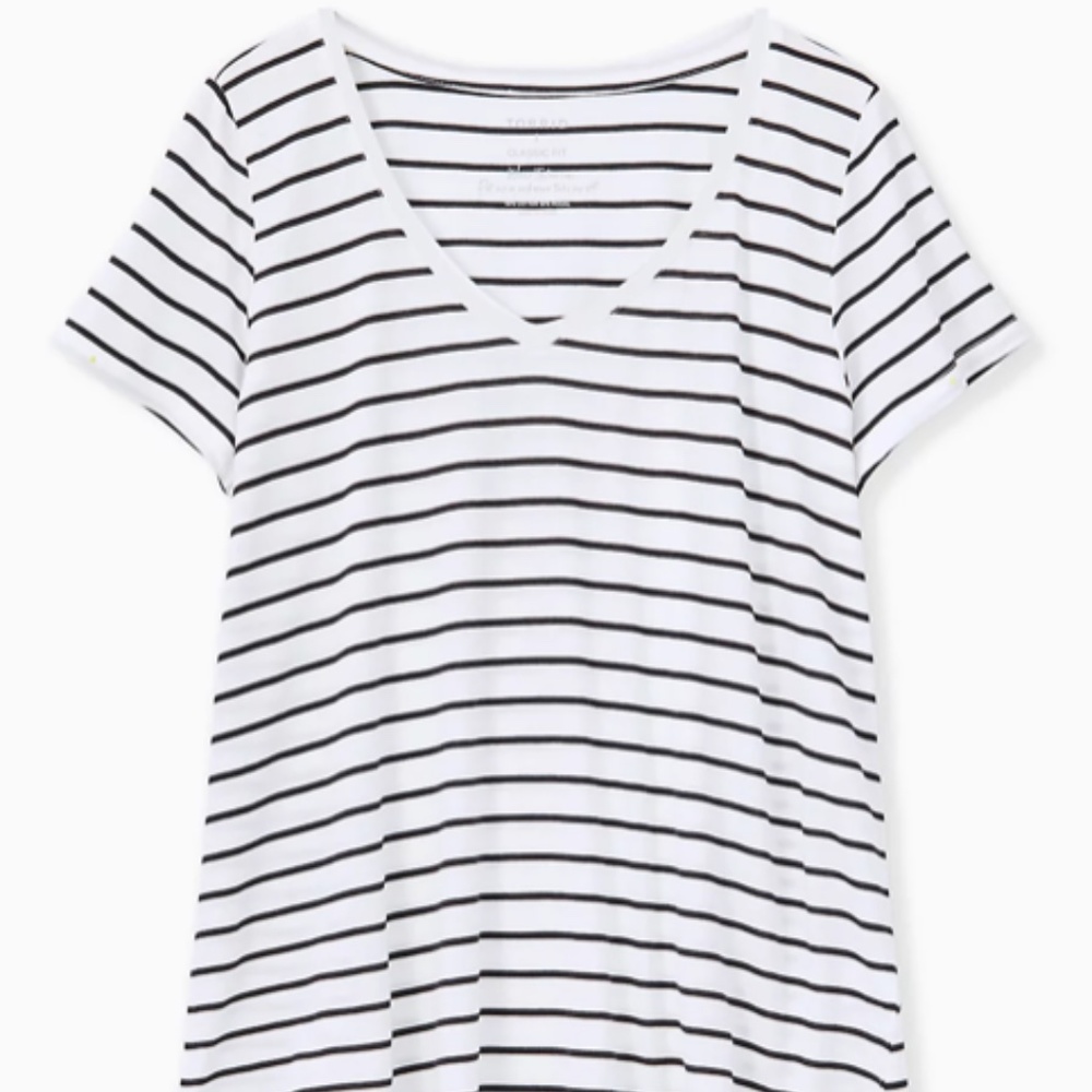 CLASSIC FIT V-NECK TEE - HERITAGE COTTON WHITE & BLACK STRIPE